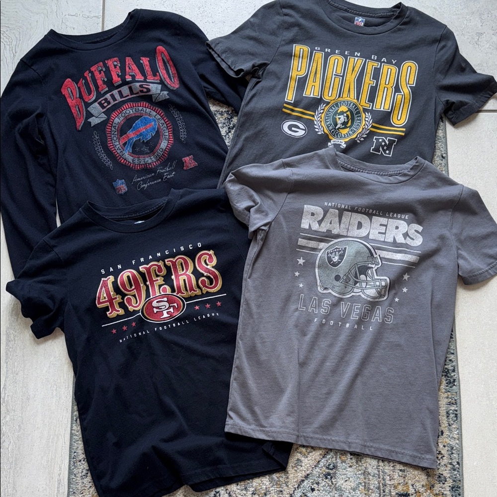 Abercrombie Kids NFL Team Logo T-Shirts BUNDLE - Black and Gray 9/10 and 11/12.